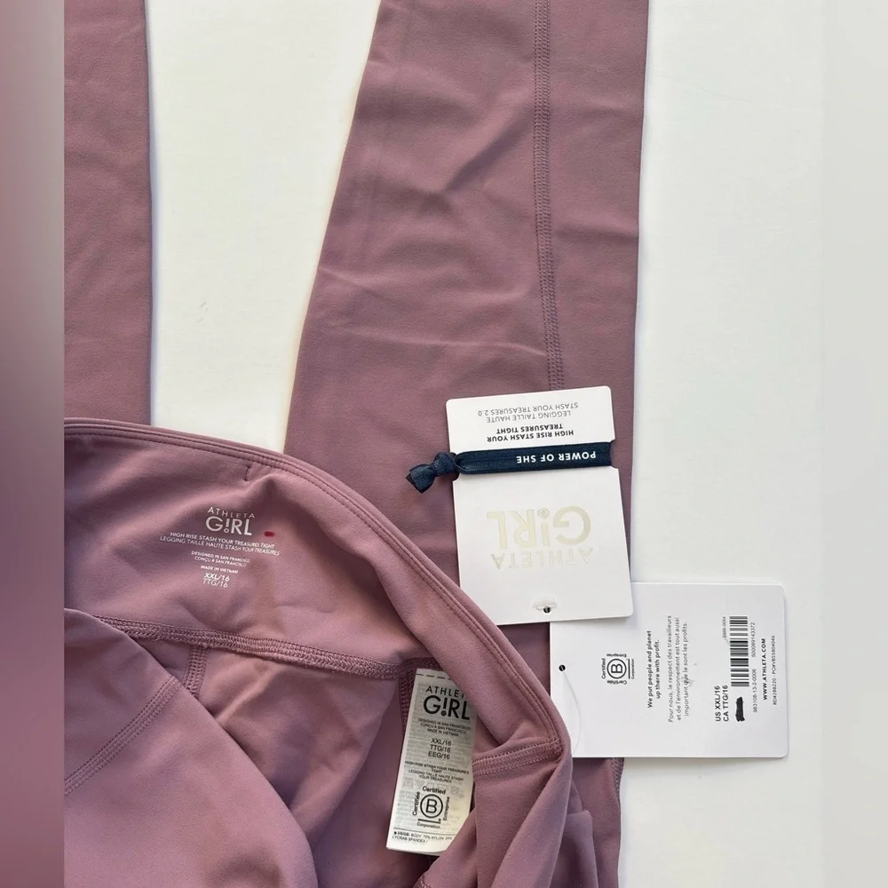 Athleta Girl Stash Your Treasures Tight Leggings Size XXL 16 Pinkish Purple New